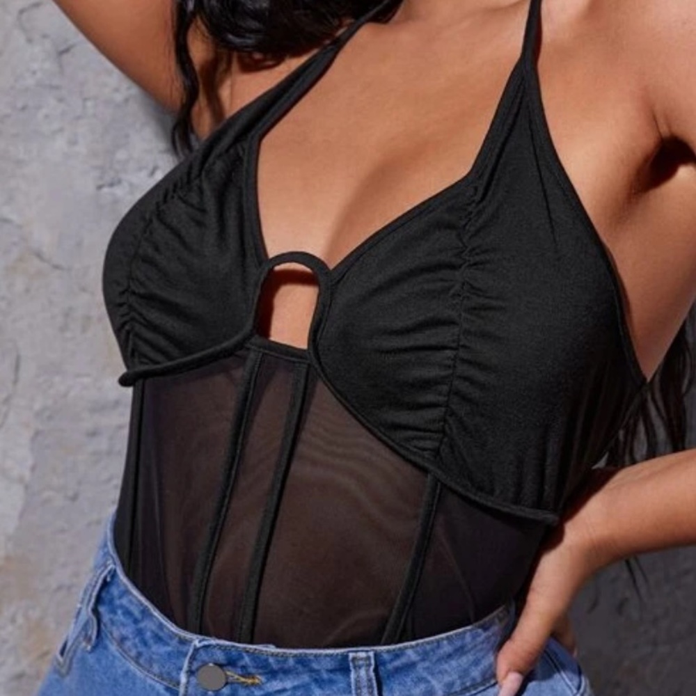 Corset Mesh Halter Top🖤